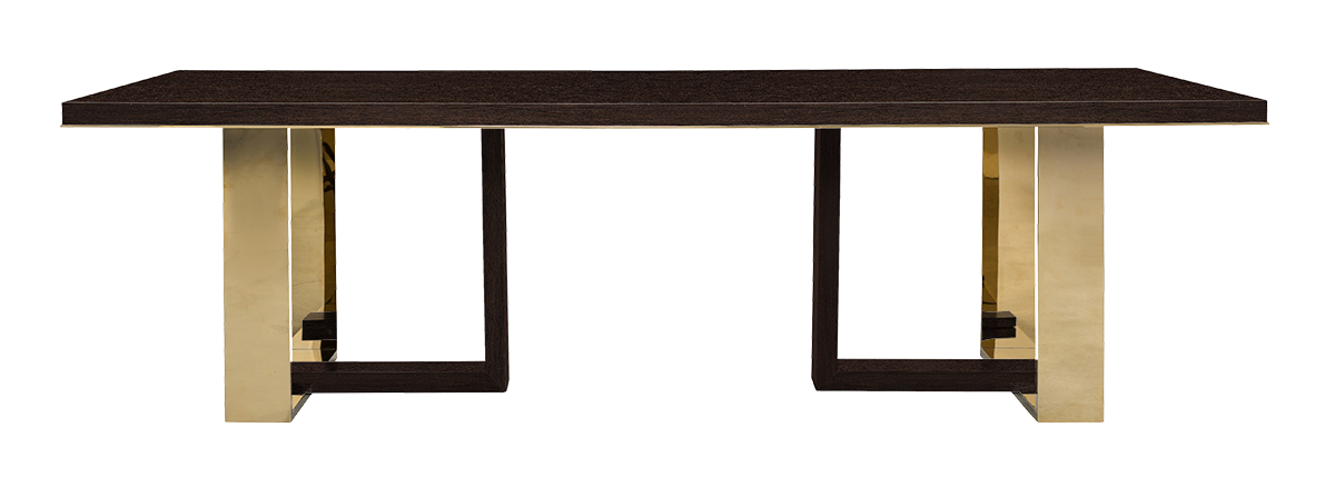 Aster Dining Table-Satin Brass Base