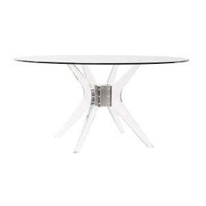 Ariel Round Dining Table - Brushed Nickel Accent